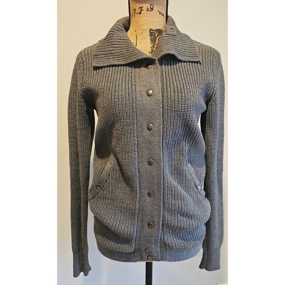 Eileen Fisher 100% Merino Wool Sweater Cardigan, Snap Buttons, Flap Collar Sz XS - Picture 10 of 12